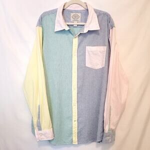 St. John’s Bay Men’s XXL Multicolor Stripe Oxford Shirt Long Sleeve Button Up